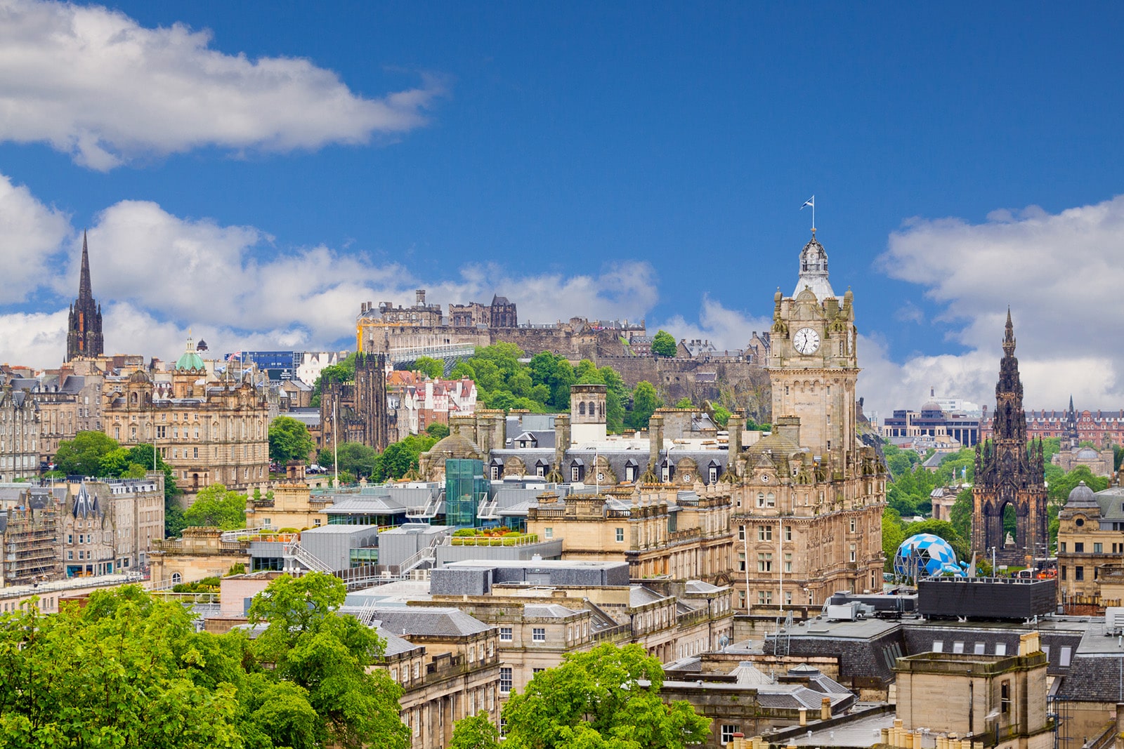 A view of Edinburgh from Calton Hill, with Edinburgh Castle in the background